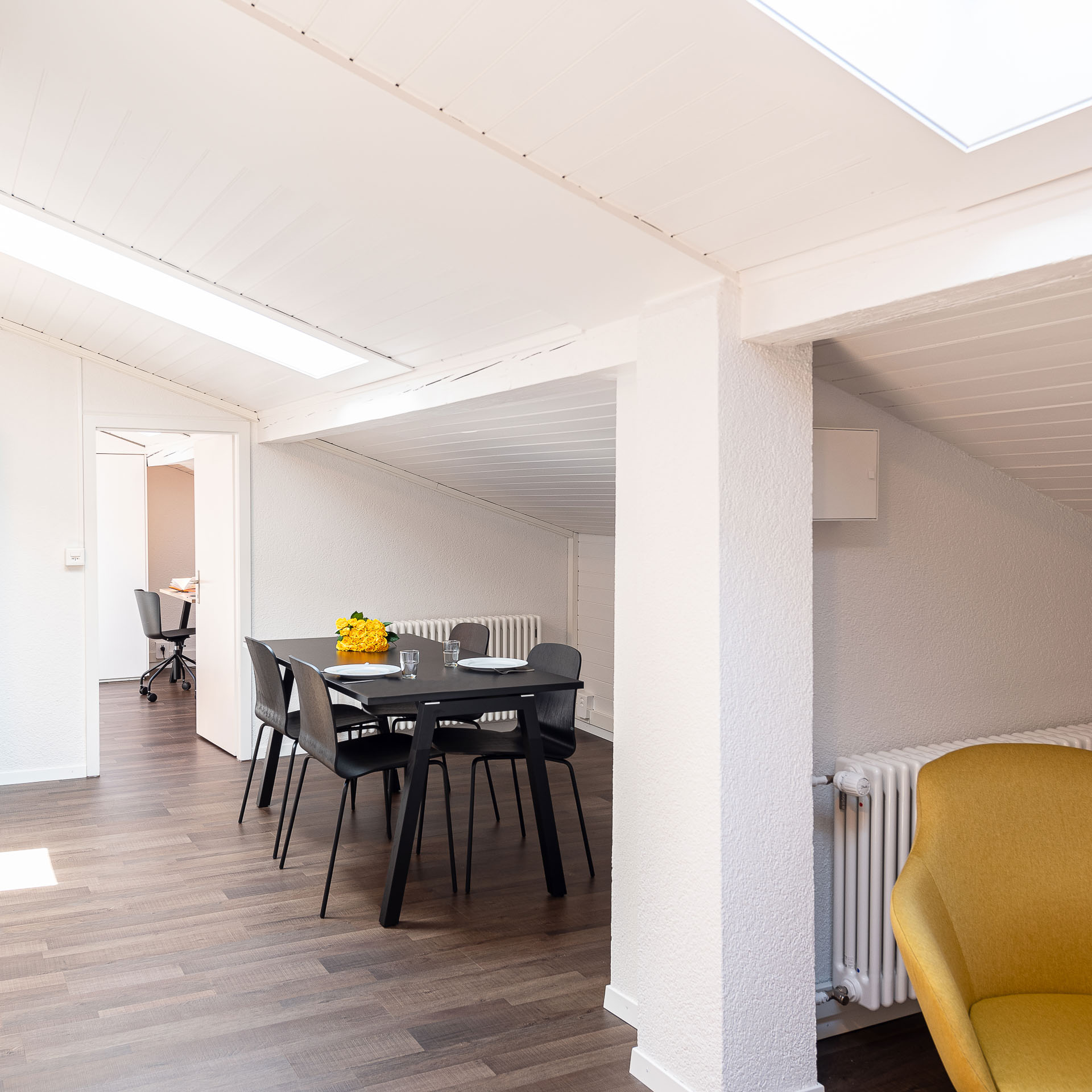 Attic apartment with dining area